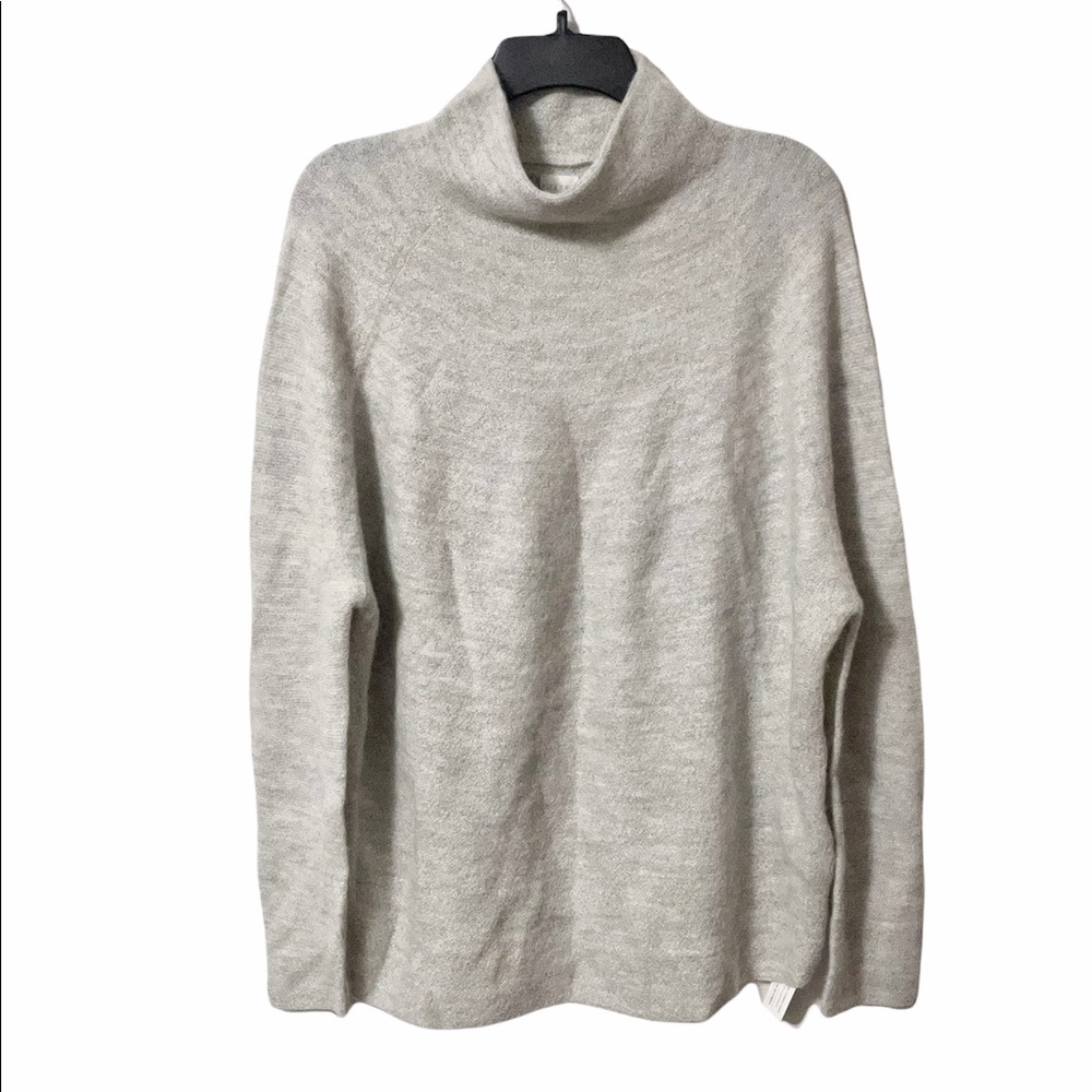 NWT Poetry High/Mock Neck Baby Alpaca Knit Sweater Ecru Grey